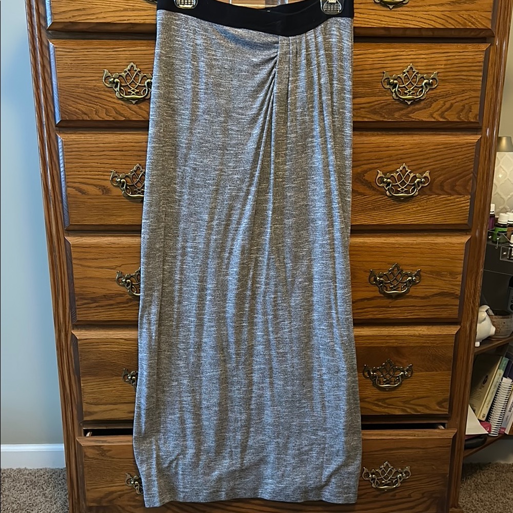 Gray Maxi Skirt with Ruched Details for Casual Wear